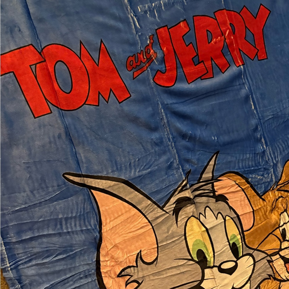 Tom and Jerry Blue Cartoon Throw Blanket - Picture 5 of 5